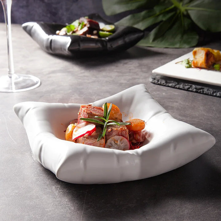 Kalsten | Ceramic Artistic Pillow Shape Food Plate