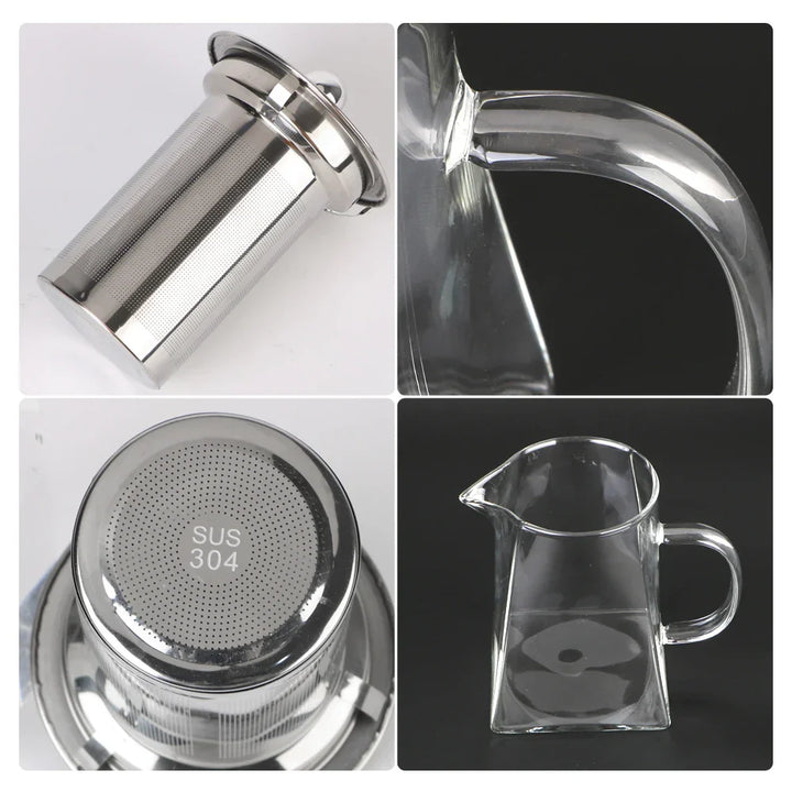 Kalsten | Teavora Glass Teapot with Stainless Steel Infuser | Heat Resistant & Dishwasher Safe | For Loose Tea & Tea Flowers | 550/750/950 ml