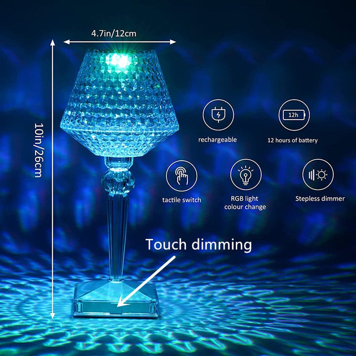 Diamond Glow Rechargeable Crystal Table Lamp | Kalsten