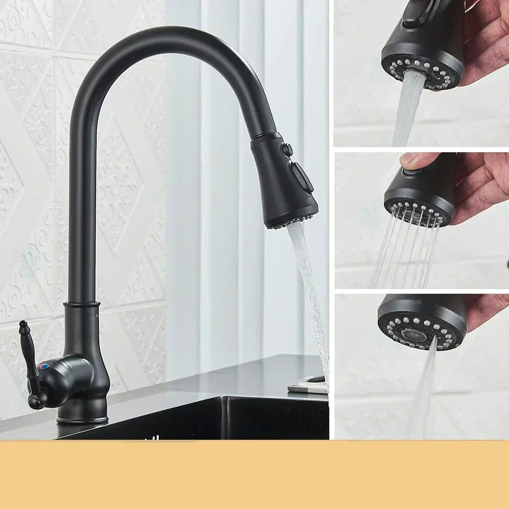 Retro Brass Kitchen Faucet – Swivel Spout