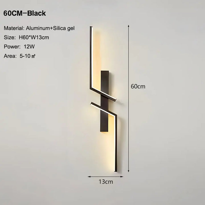 Nordic Black and Gold LED Wall Sconce – Modern Wall Light Fixture for Bedroom, TV Background, Stairs, and Indoor Spaces | Kalsten