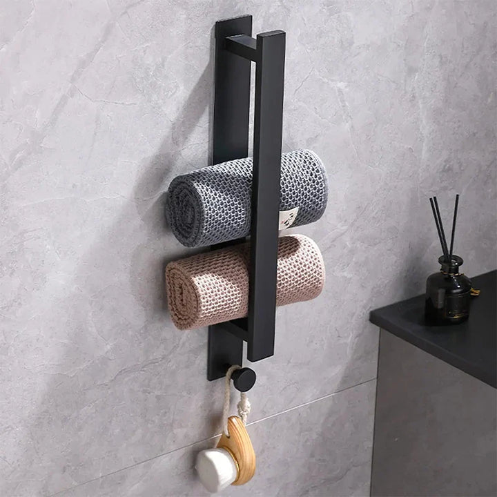 Modern Self-Adhesive Towel Rack - in Silver and Black Kalsten