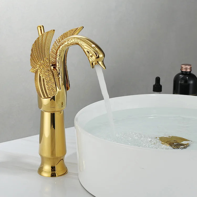 Kalsten | Swan Single Handle Golden Basin Faucet