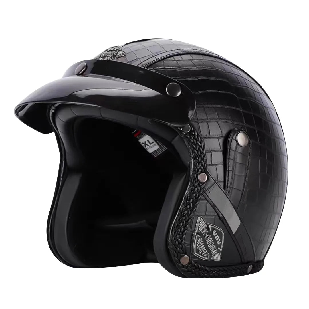 Noxord | Retro Motorcycle Helmet – Kael – (Open Face 3/4)