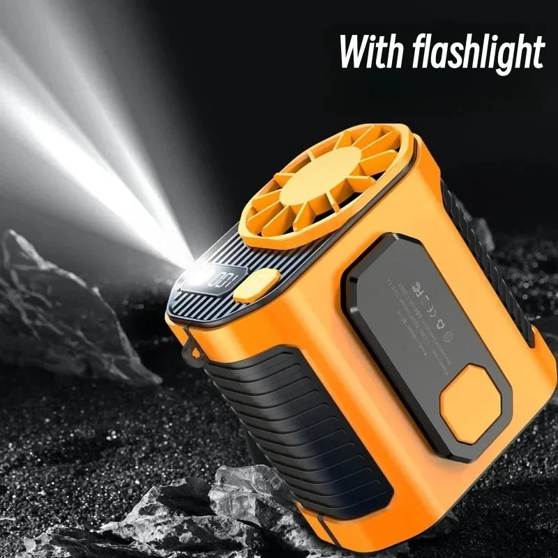 20000mAh Portable Waist Fan - Strong Wind Hanging Neck Fan with Power Bank and LED Lighting for Outdoor Sports and Work | Kalsten