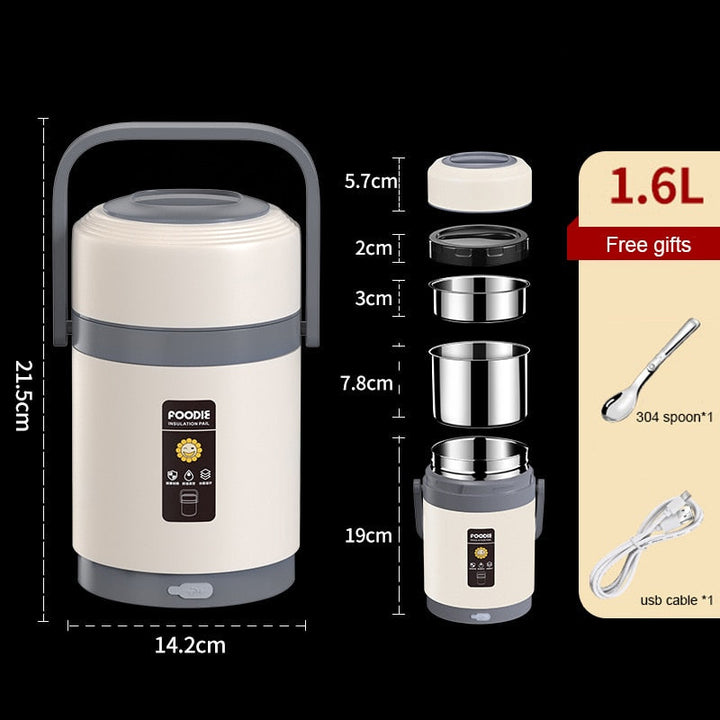 Kalsten | USB Heated Lunch Box | 304 Stainless Steel, Portable Food Warmer