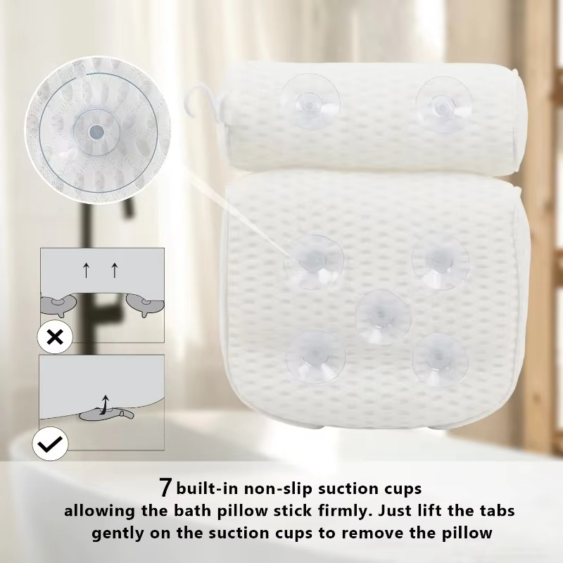Kalsten | Luxury Bath Spa Pillow with Air Mesh Technology for Neck, Head, and Back Support