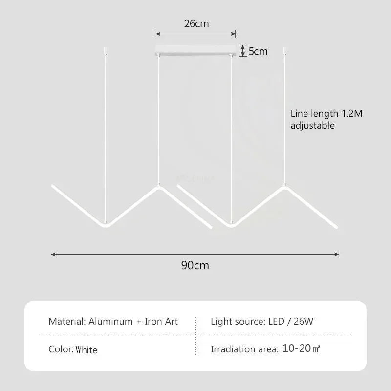 Modern LED Pendant Light – 90cm 2-Head Adjustable Fixture with Remote Control, Dimmable, for Living Room, Bedroom, Hotel, and Study | Kalsten