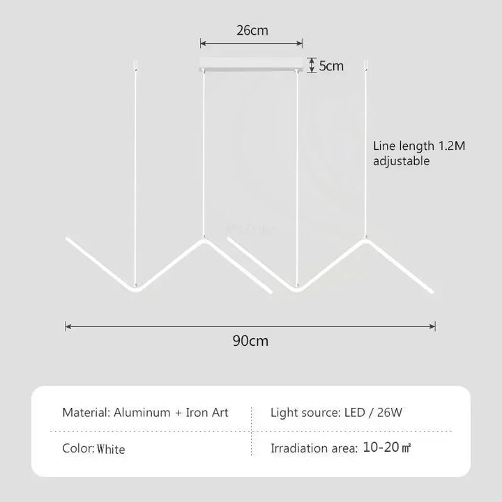 Modern LED Pendant Light – 90cm 2-Head Adjustable Fixture with Remote Control, Dimmable, for Living Room, Bedroom, Hotel, and Study | Kalsten
