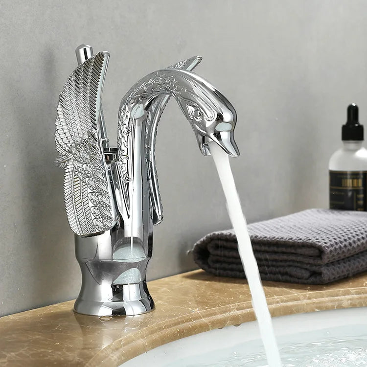 Gold Swan Basin Mixer Tap