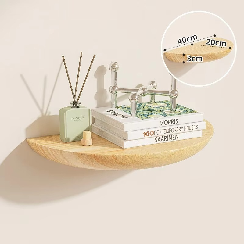Kalsten | Half-Round Wooden Floating Shelf - Modern Wall-Mounted Display for Home & Bathroom
