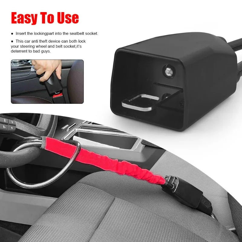 Kalsten | Car Steering Wheel Lock With Seat Belt Socket