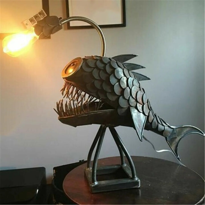 Fishing Light Table Lamp – Handmade Adjustable Lamp with Rustic Fish Design | Noxord