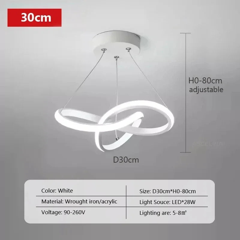 Modern LED Line Pendant Light – 24/30cm Aluminum Hanging Lamp for Entrance, Living Room, and Restaurant Indoor Lighting | Kalsten
