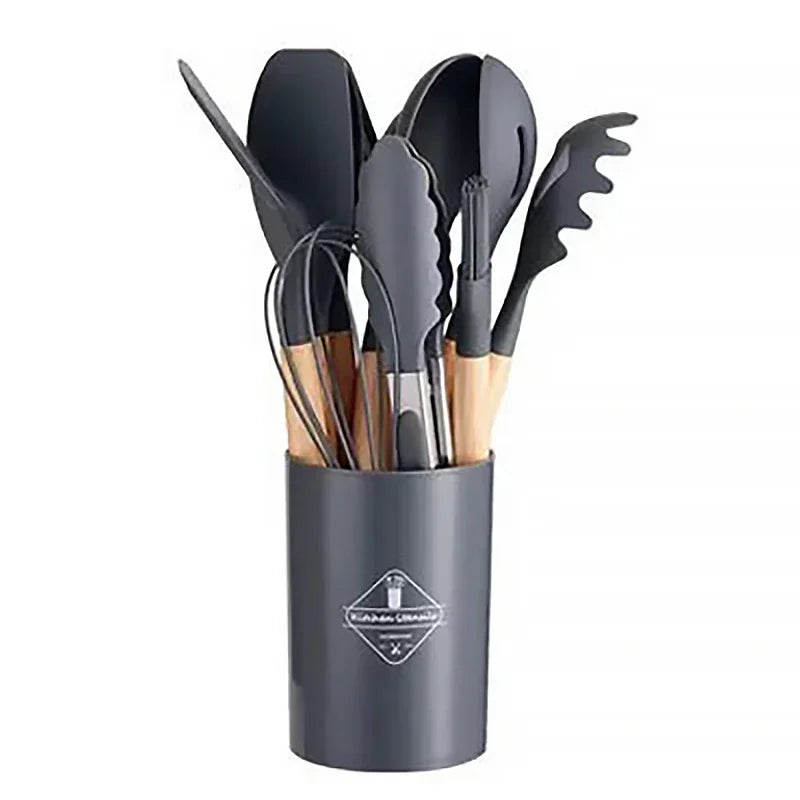 ChefEase – 12-piece Silicone Cooking Utensils Set with Wooden Handles | Kalsten