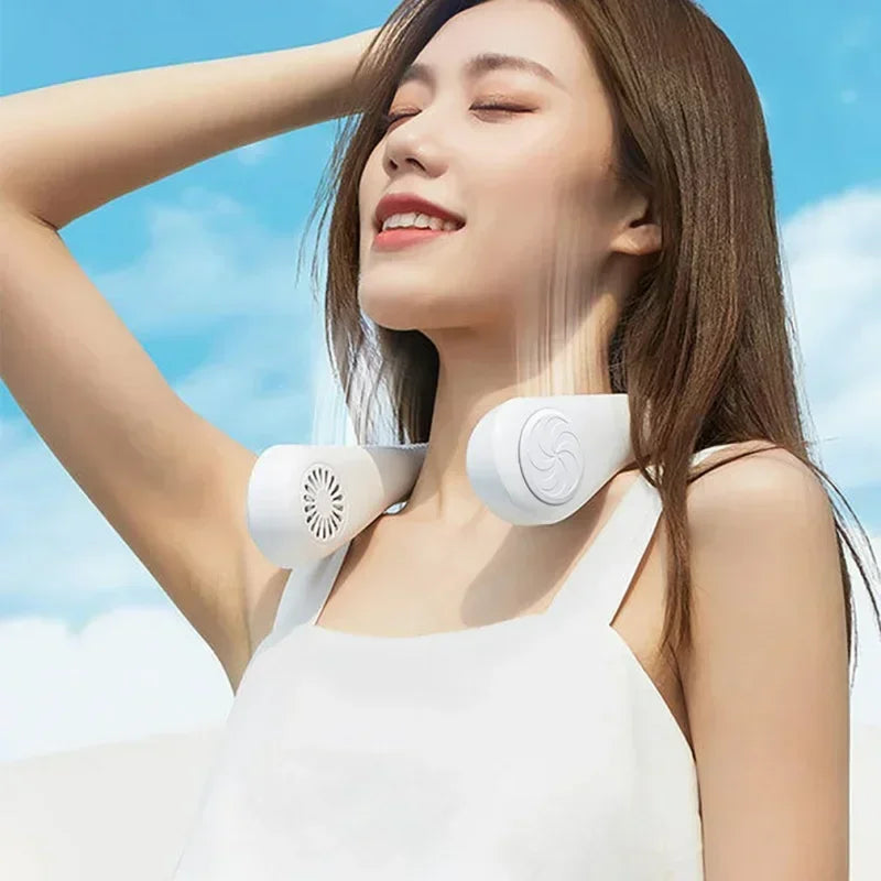 Portable Mini Neck Hanging Fan – Wearable USB Air-Cooled Fan for Summer, Outdoor Sports, Running, Travel, No Blades Design | Kalsten