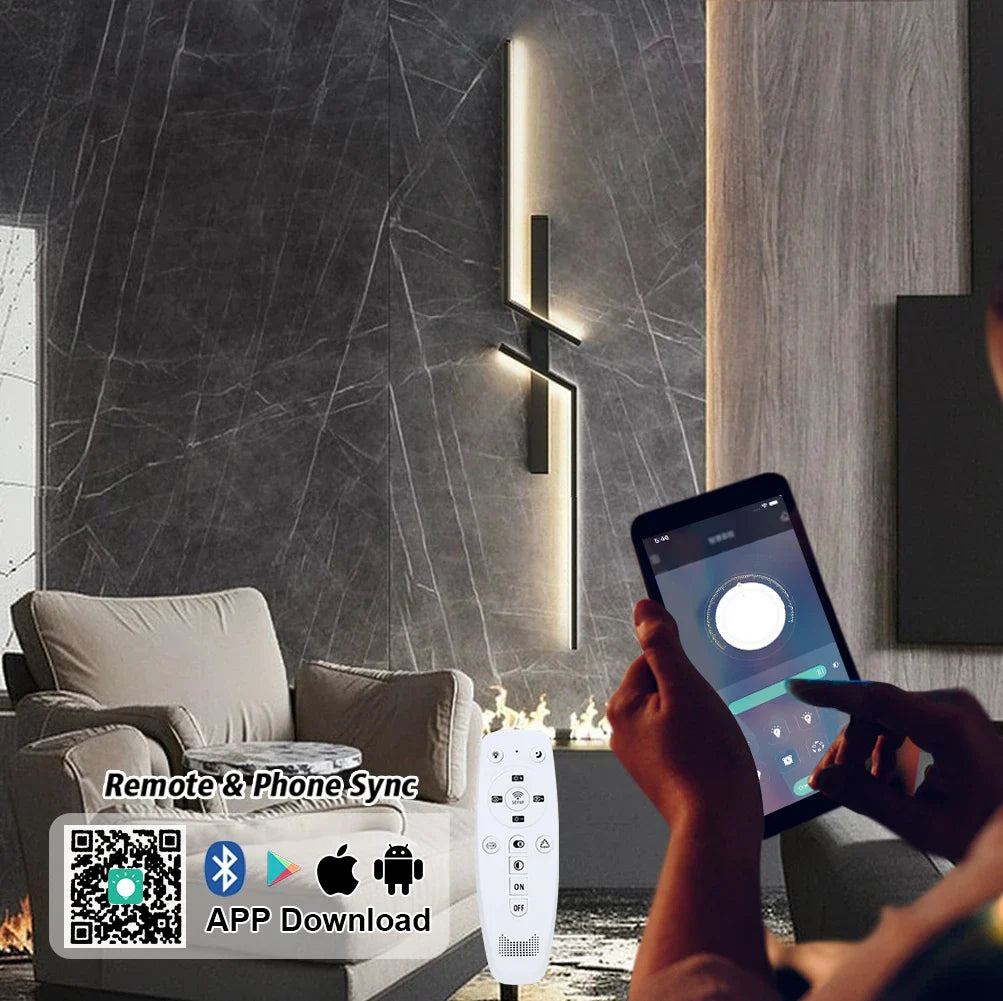 Modern Dimmable LED Wall Light – Remote-Control Minimalist Wall Sconce for Bedroom, Living Room, and TV Background | Kalsten