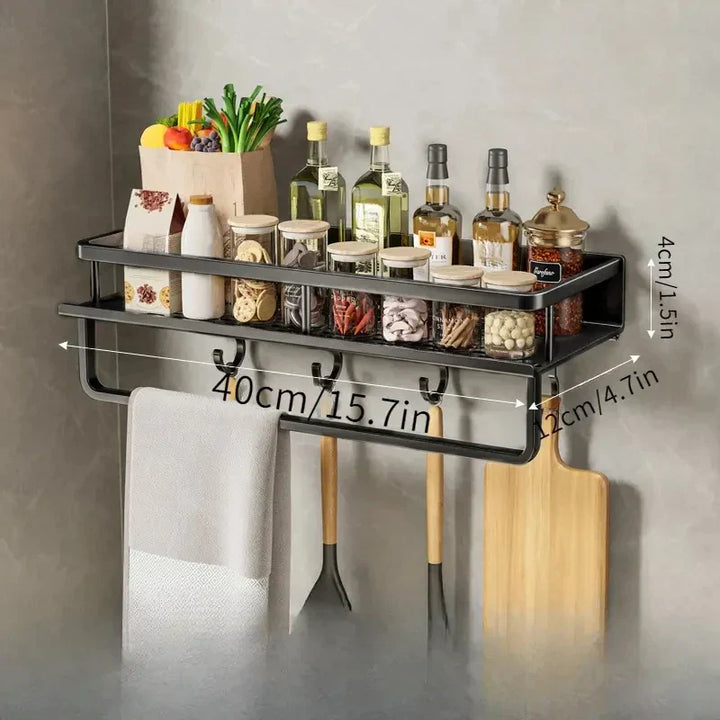 Wall-Mounted Kitchen Rack – Space-Saving and Stylish Aluminum Rack for Kitchen Utensils | Kalsten