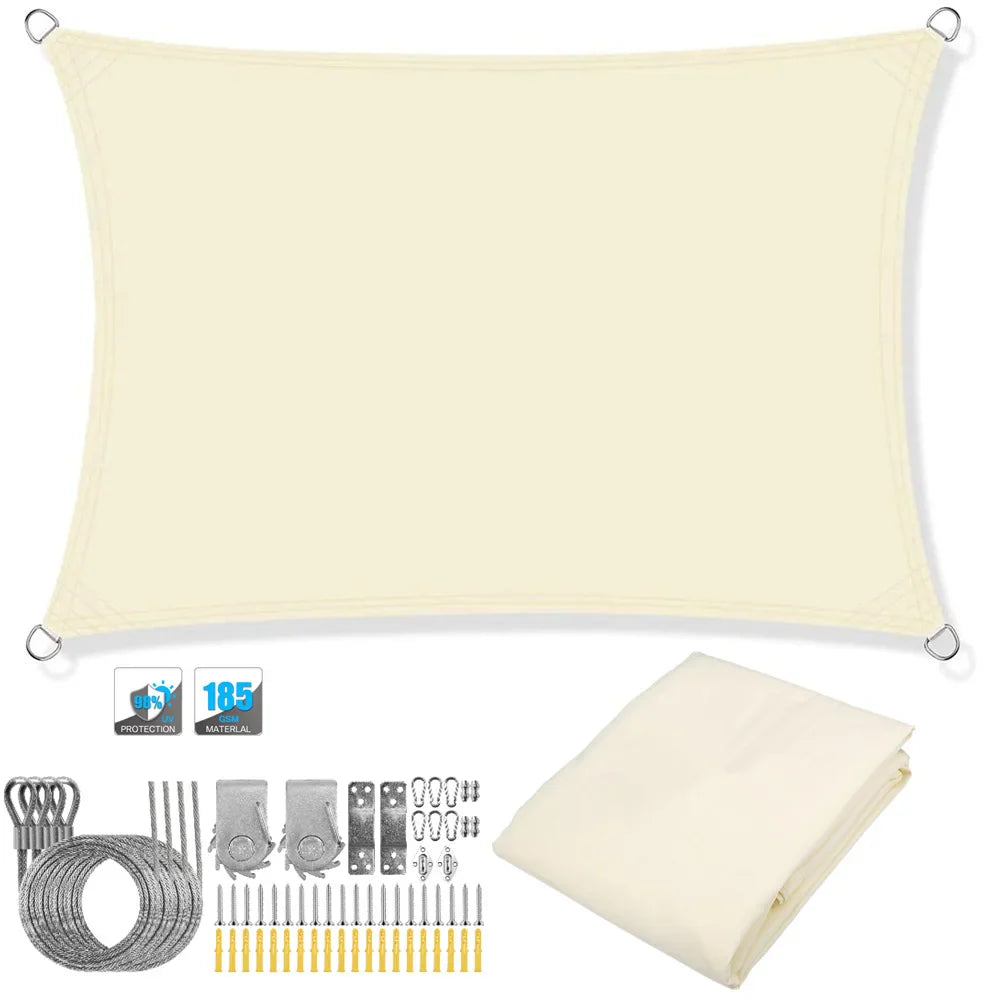 Kalsten | Waterproof Rectangular Sun Shade Sail with UV Protection & Mounting Kits – ShadeGuard