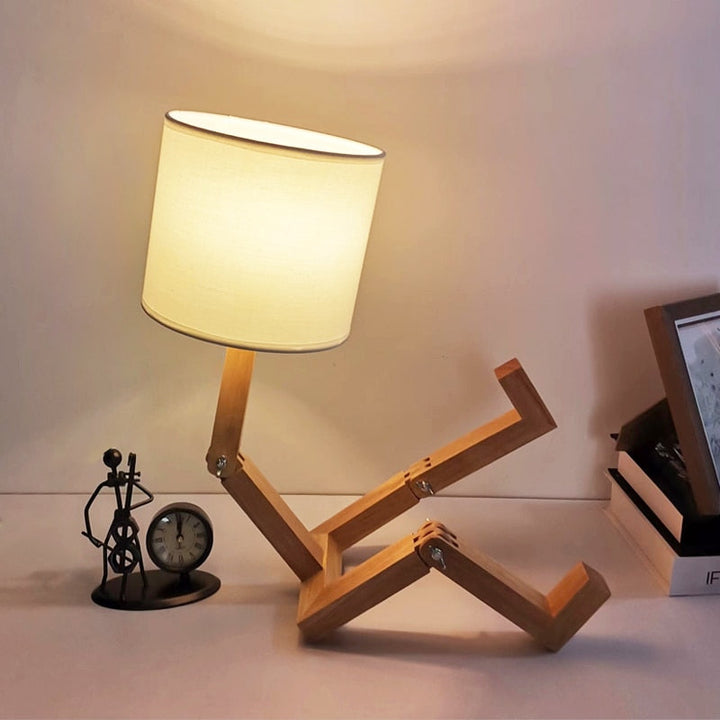 Thinker Wooden Robot Modern Night Lamp | Kalsten