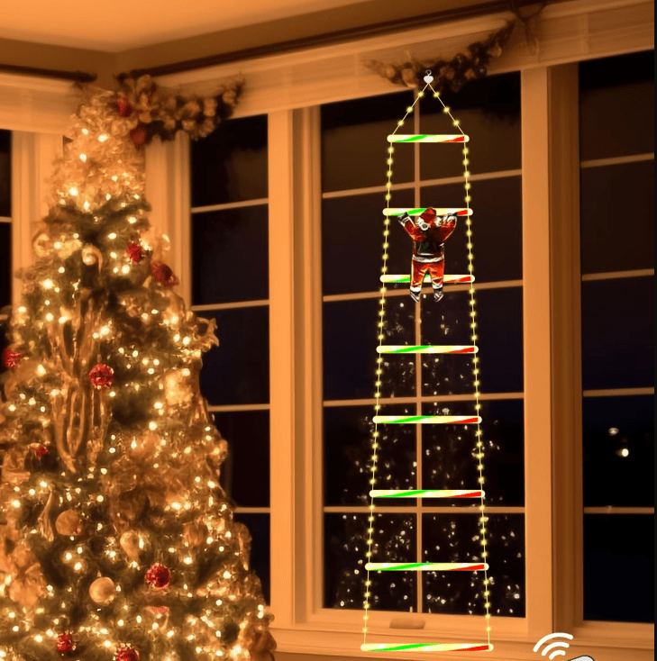 Santa Climbing Ladder LED Christmas Decoration