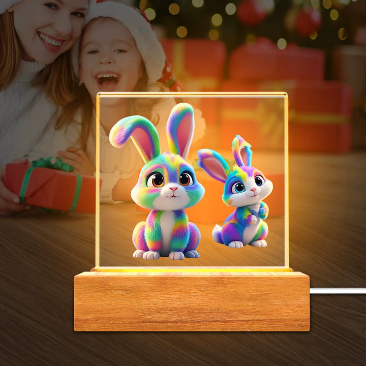 Solid Wood Base Acrylic Night Light Kids Creative Gift USB Table Lamp | Kalsten