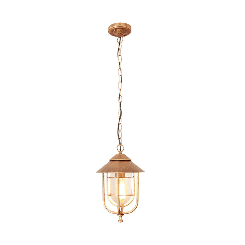 Industrial Vintage Aluminum Cage Glass 1-Light Outdoor Waterproof Pendant Light | Kalsten