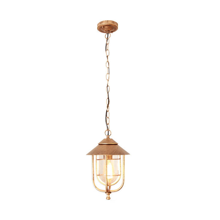 Industrial Vintage Aluminum Cage Glass 1-Light Outdoor Waterproof Pendant Light | Kalsten