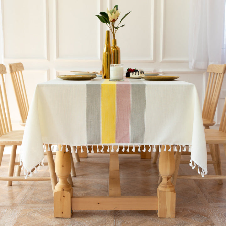 Kalsten | Waterproof Oil-resistant Rectangular Tablecloth Cotton Linen Wrinkle-resistant Tablecloth for Kitchen Dining Room Buffet Party