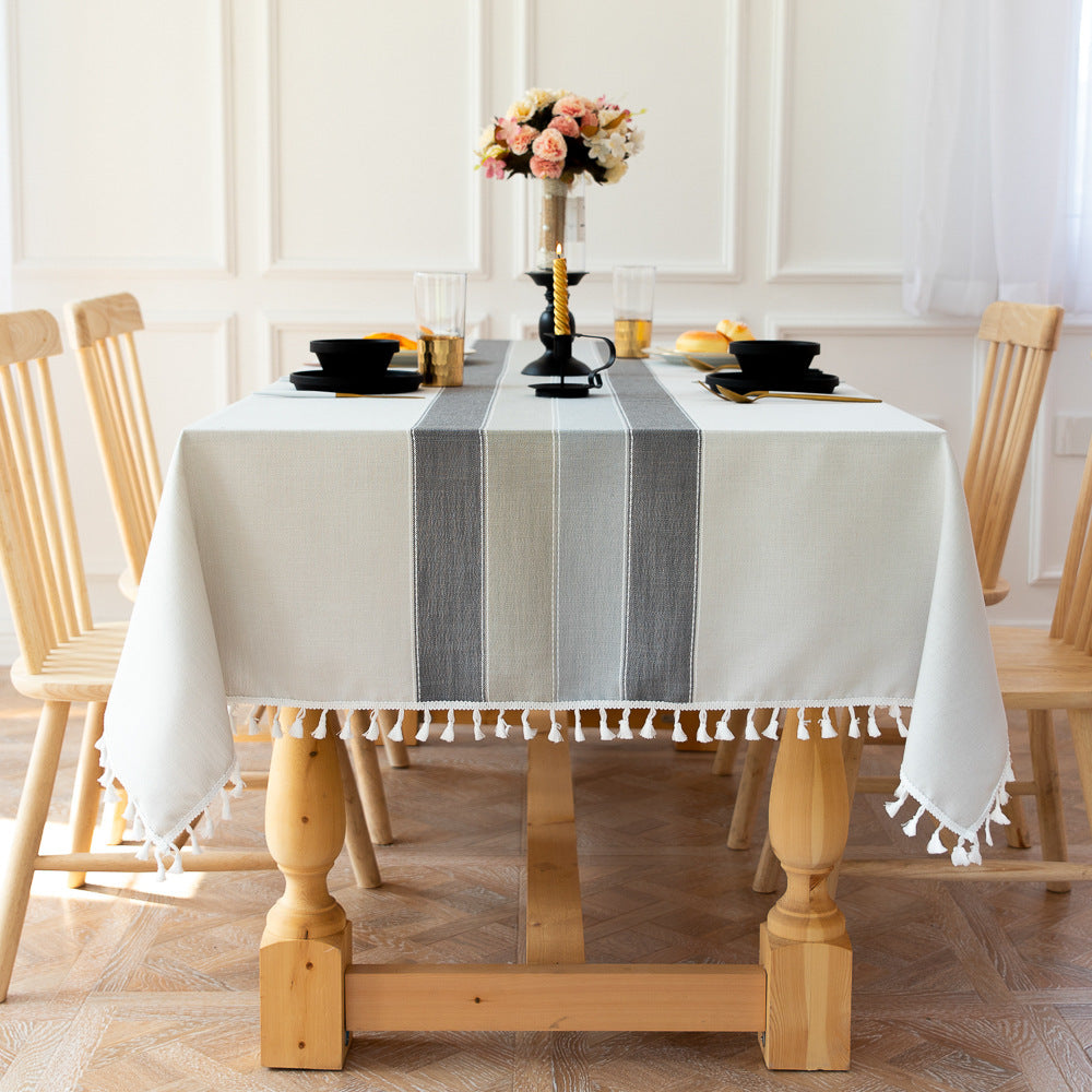 Kalsten | Waterproof Oil-resistant Rectangular Tablecloth Cotton Linen Wrinkle-resistant Tablecloth for Kitchen Dining Room Buffet Party