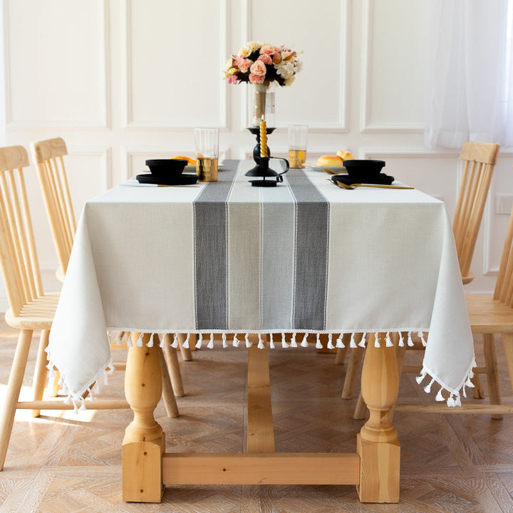 Kalsten | Waterproof Oil-resistant Rectangular Tablecloth Cotton Linen Wrinkle-resistant Tablecloth for Kitchen Dining Room Buffet Party