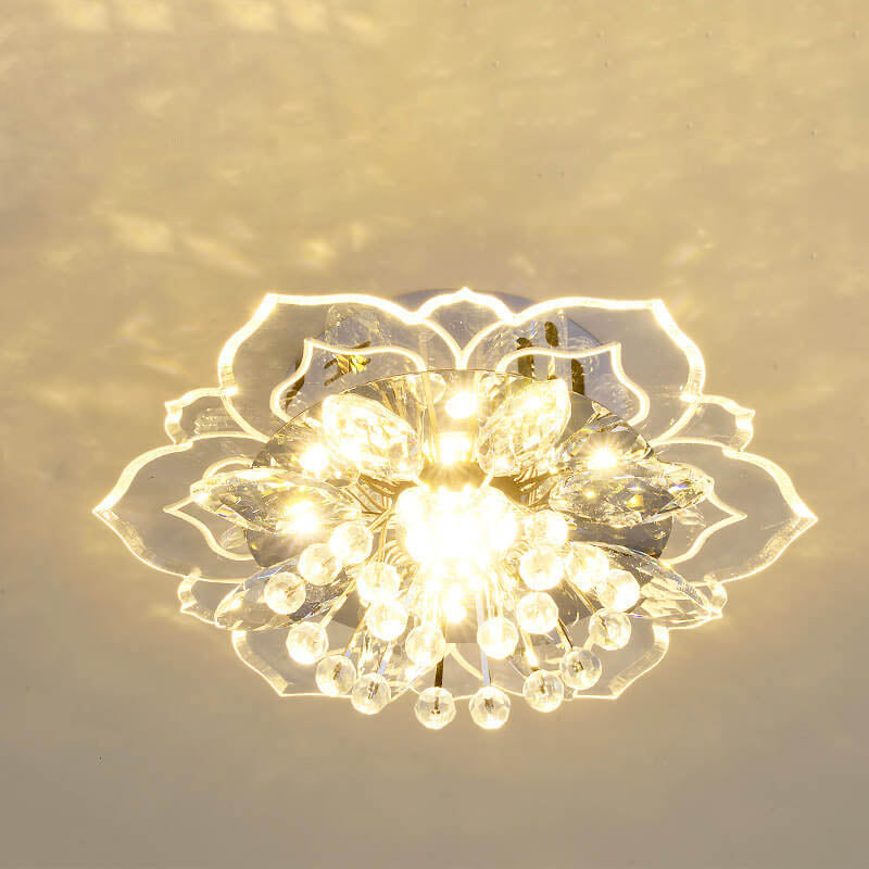 GlowPetal LED Crystal Ceiling Lamp – Flower-Shaped Modern Decor
