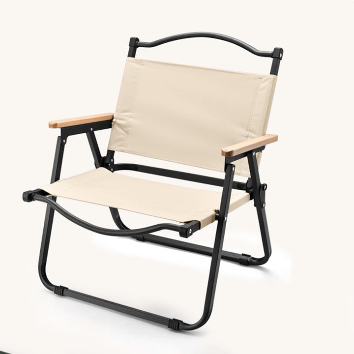 Modern Minimalist Square Fabric Carbon Steel Beech Wood Backrest Armrest Folding Chair For Outdoor | Kalsten