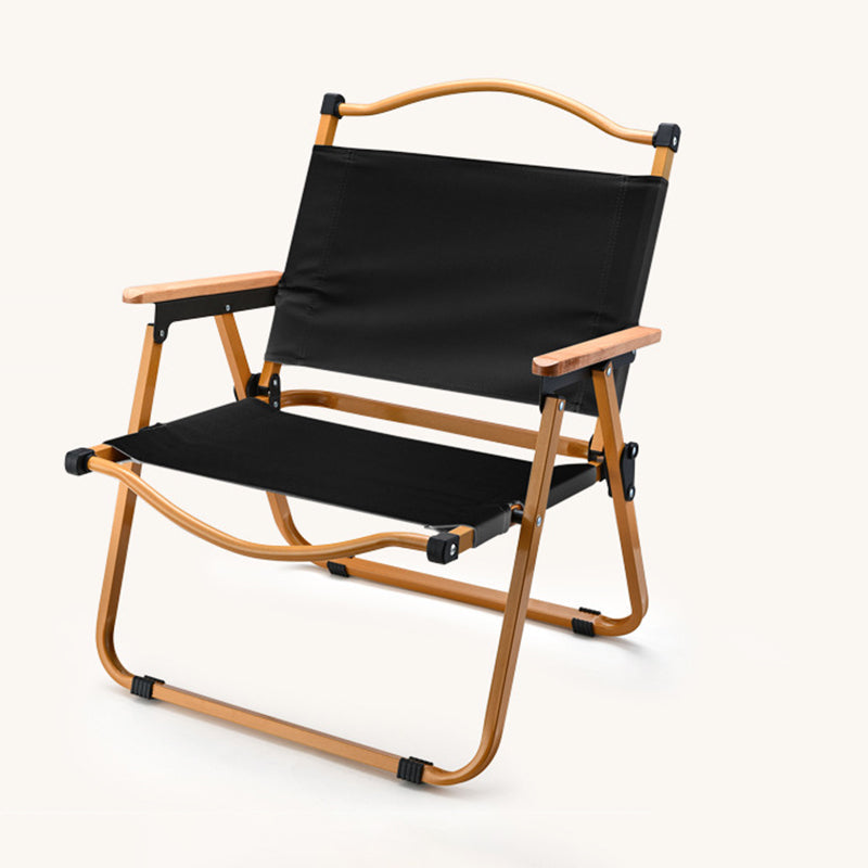 Modern Minimalist Square Fabric Carbon Steel Beech Wood Backrest Armrest Folding Chair For Outdoor | Kalsten