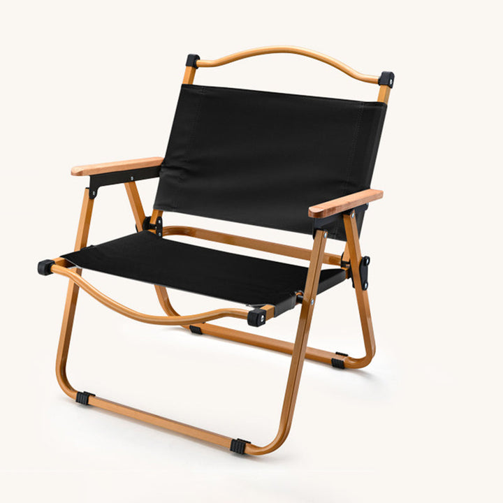 Modern Minimalist Square Fabric Carbon Steel Beech Wood Backrest Armrest Folding Chair For Outdoor | Kalsten