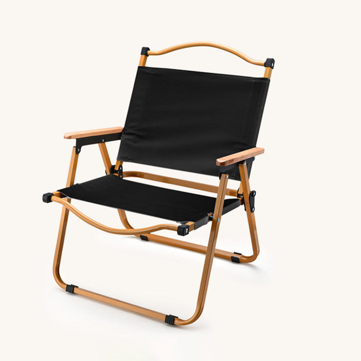 Modern Minimalist Square Fabric Carbon Steel Beech Wood Backrest Armrest Folding Chair For Outdoor | Kalsten