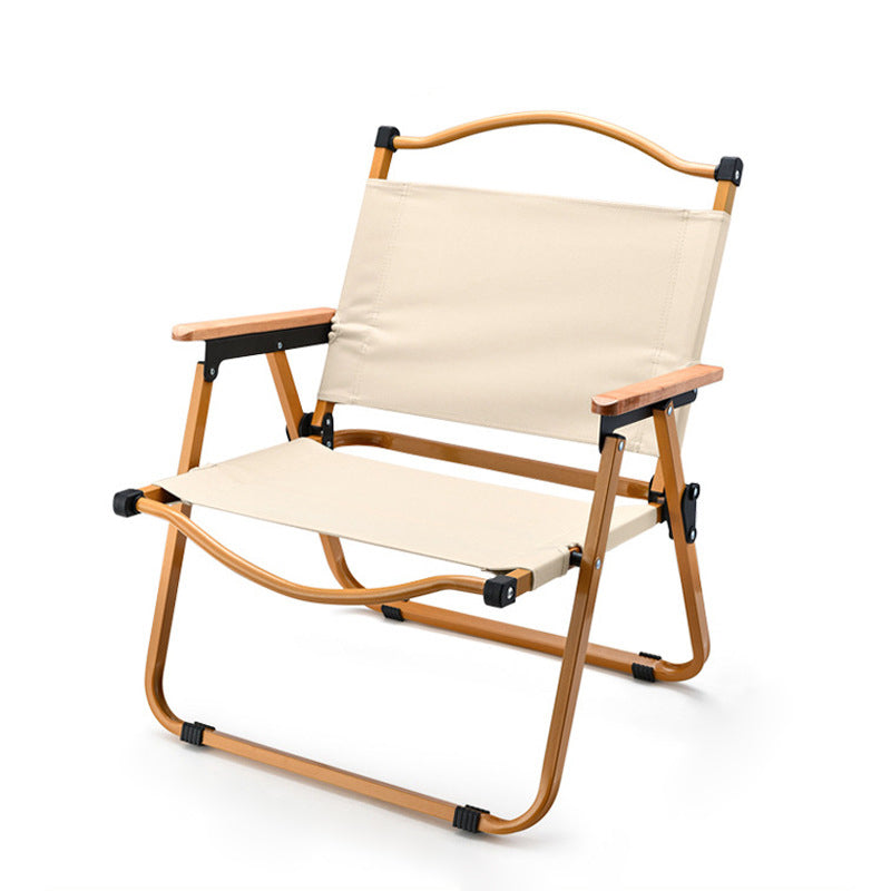 Modern Minimalist Square Fabric Carbon Steel Beech Wood Backrest Armrest Folding Chair For Outdoor | Kalsten