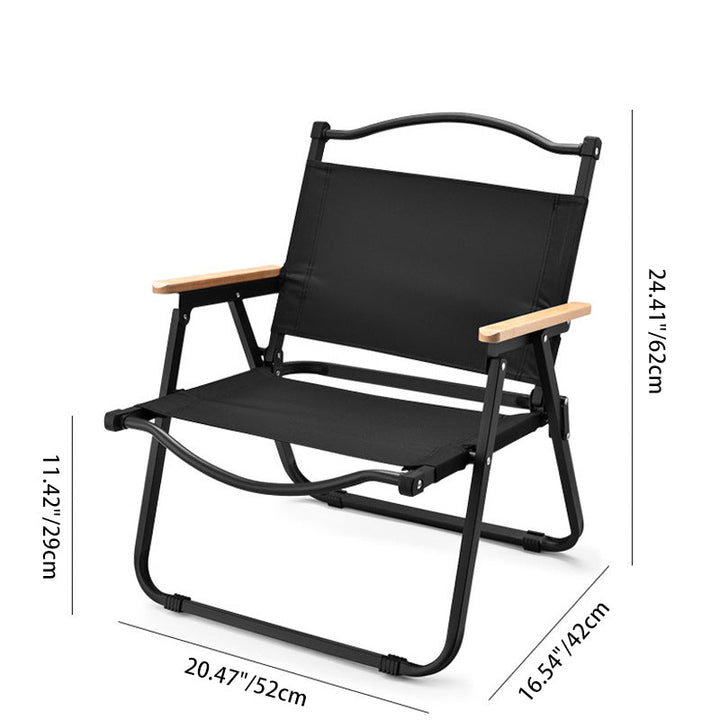 Modern Minimalist Square Fabric Carbon Steel Beech Wood Backrest Armrest Folding Chair For Outdoor | Kalsten