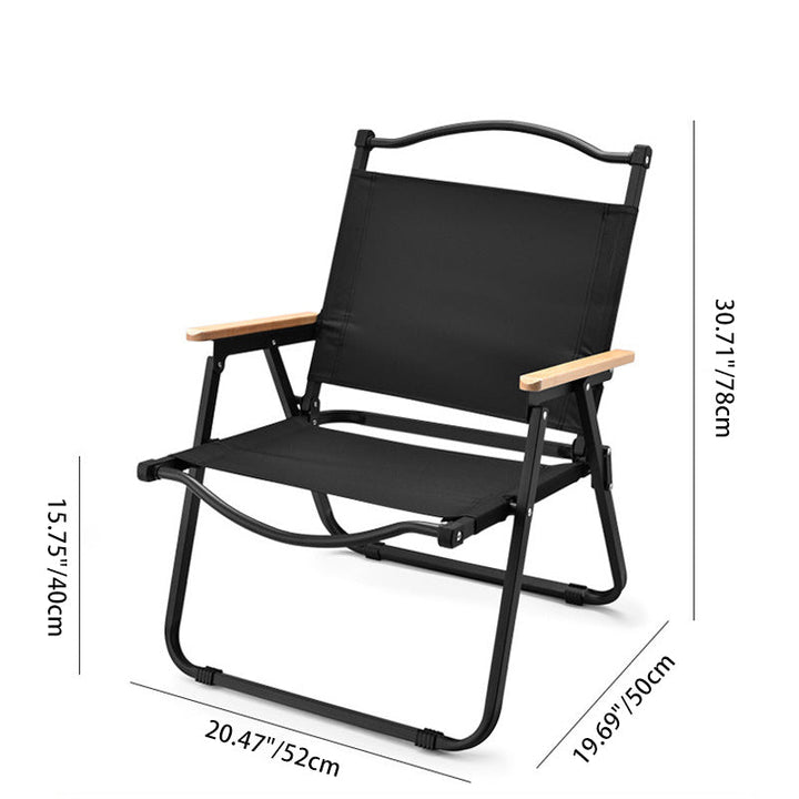 Modern Minimalist Square Fabric Carbon Steel Beech Wood Backrest Armrest Folding Chair For Outdoor | Kalsten