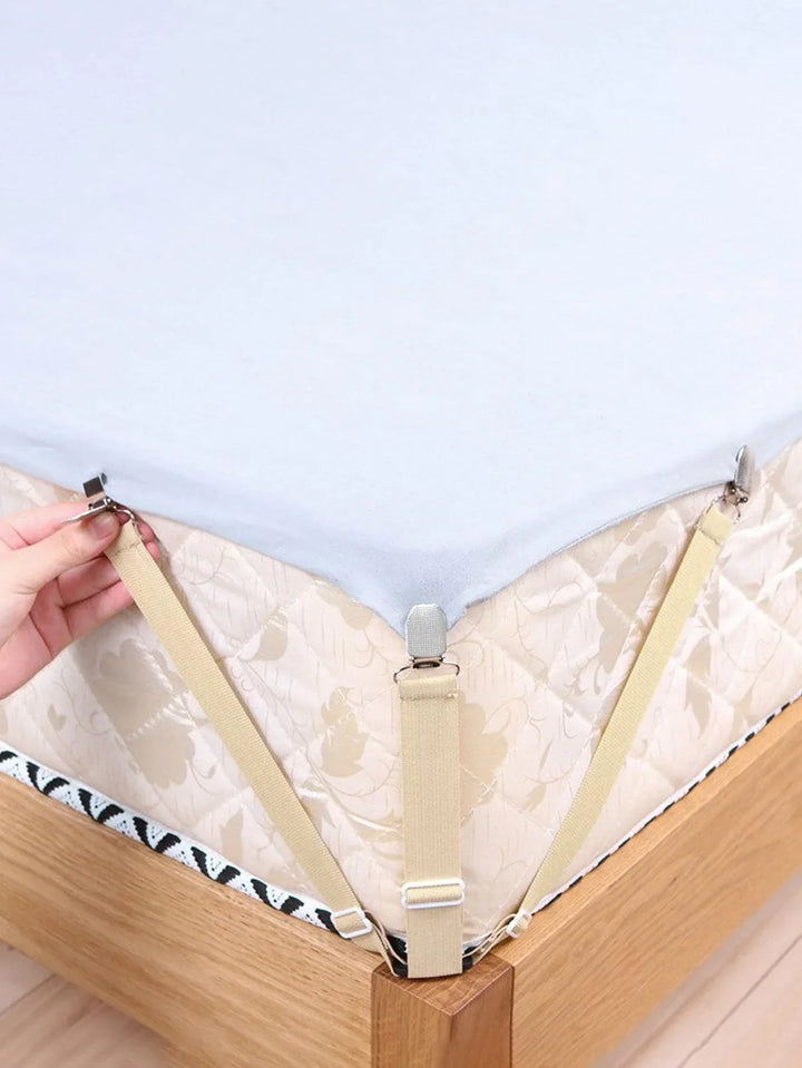 Kalsten | GRIPFIX Fitted Sheet Holder Set | 4-Pack Triangular Bed Sheet Straps | Adjustable & Non-slip – For Mattresses, Table Covers & Covers