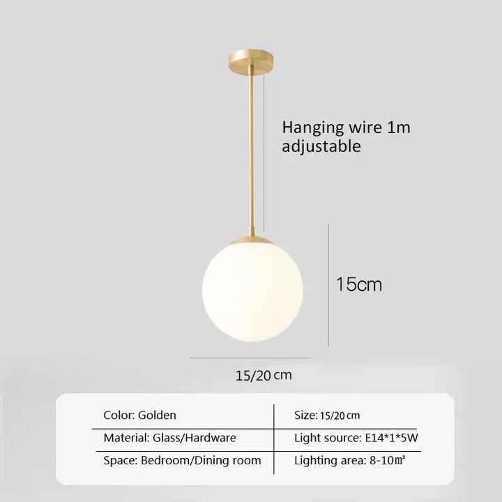 Modern Luxurious LED Pendant Light – Gold Ball Lampshade Hanging Light Fixture for Dining, Living Room, and Bedroom Décor | Kalsten