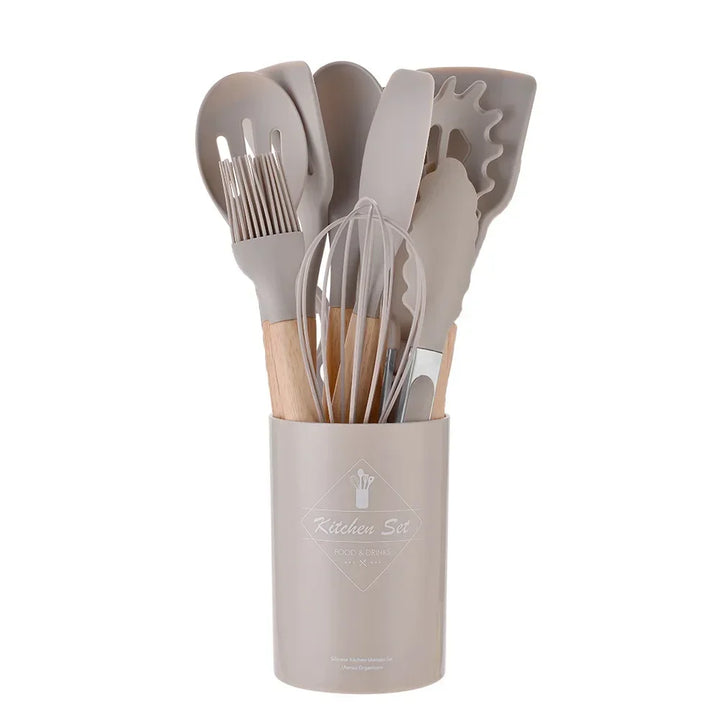 ChefEase – 12-piece Silicone Cooking Utensils Set with Wooden Handles | Kalsten