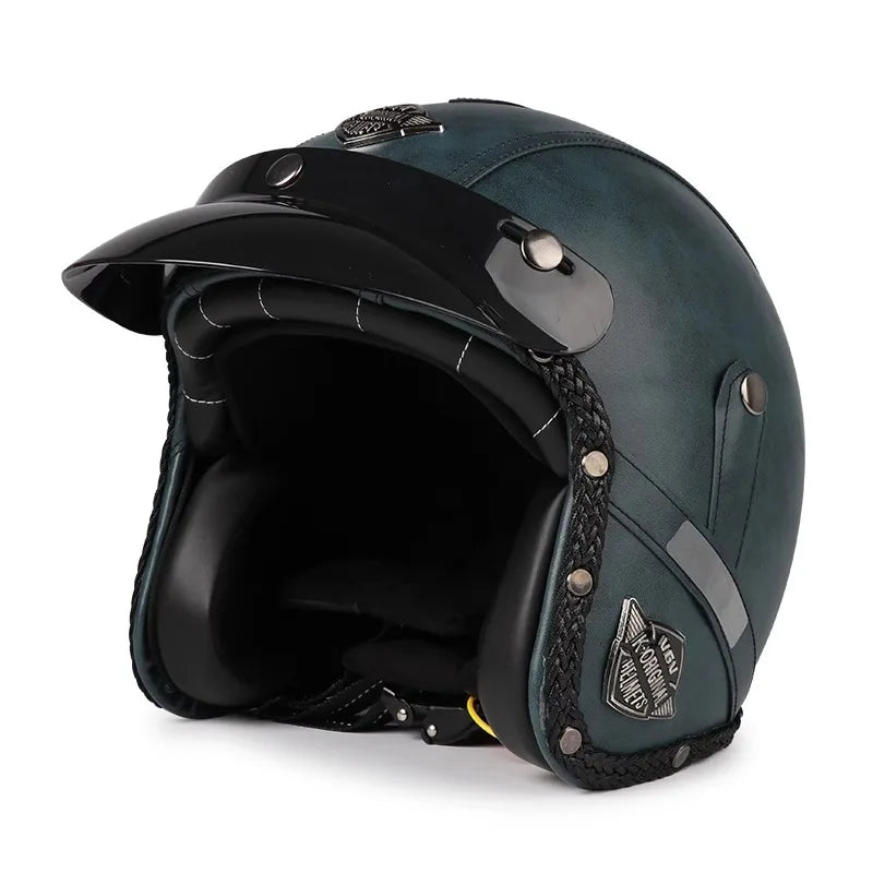 Noxord | Retro Motorcycle Helmet – Kael – (Open Face 3/4)