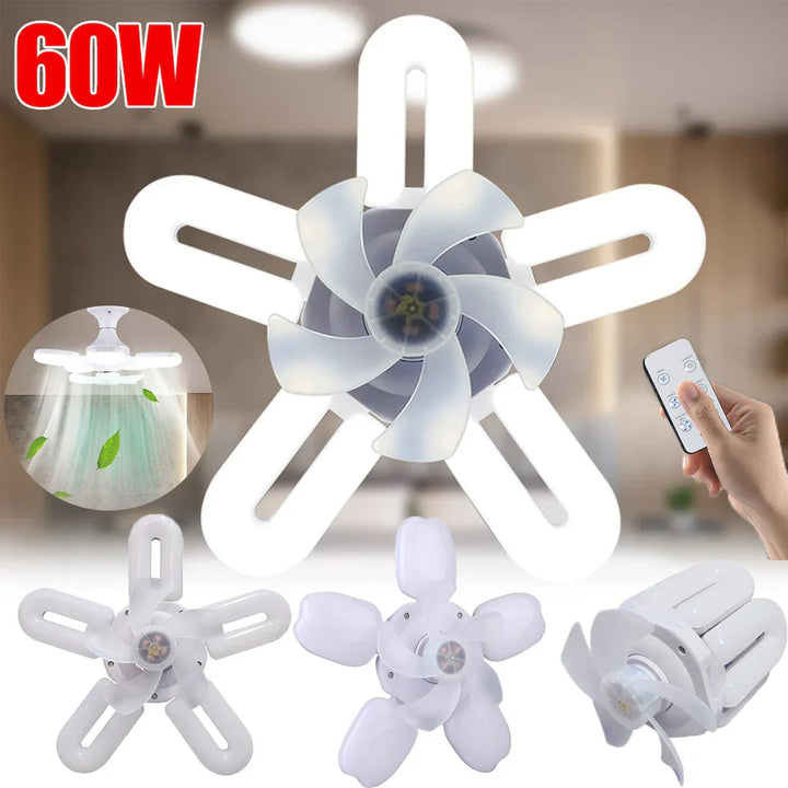 Silent Adjustable Remote Control Ceiling Foldable Fan Lamp | Noxord