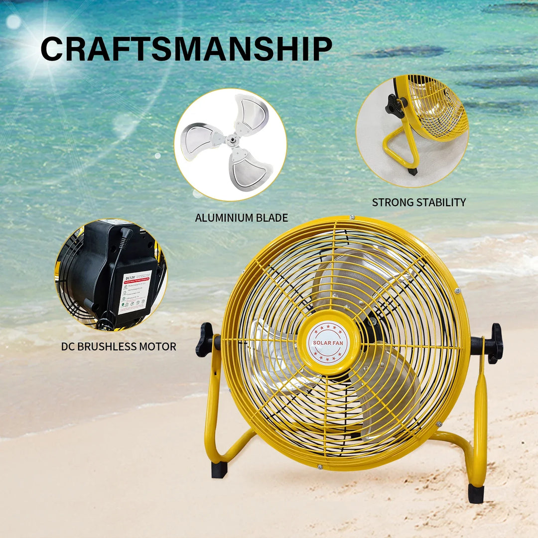 214-Inch Portable Rechargeable Table Fan – Solar & AC Powered Dual Input for Home, Camping & Fishing | Kalsten