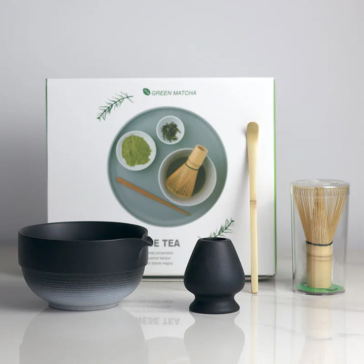 Variant image for Japanese Matcha Bowl Set with Spout Ombre Medium Ceramic Includes Whisk and Scoop-2