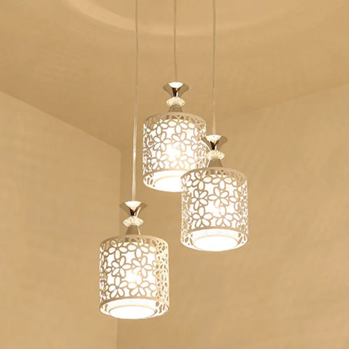 Modern White Crystal Pendant Chandelier – Recessed Ceiling Light Fixture with LED Bulbs for Bedroom, Living Room, Kitchen, and Stairs | Kalsten