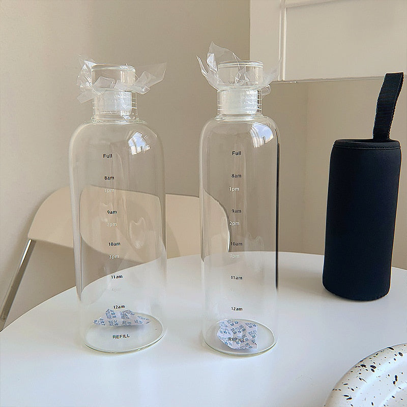 Kalsten | Time Scale Heat-Resistant Glass Water Bottle