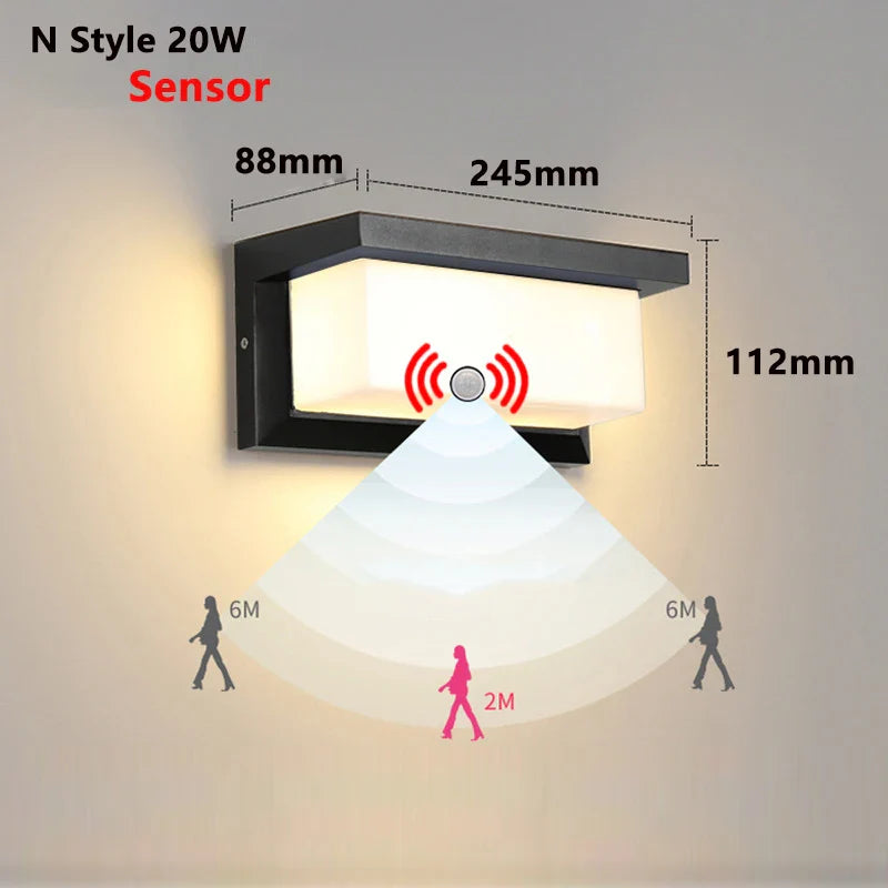 Modern LED Outdoor Wall Lamp with Motion Sensor - Waterproof Porch Light, Outdoor Lighting Fixture | Kalsten