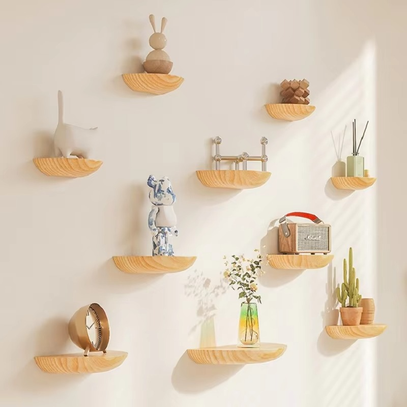 Half-Round Triple Floating Wall Shelf